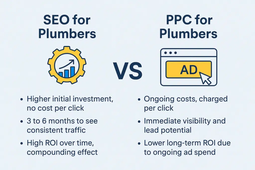 SEO for plumbers infographic comparison